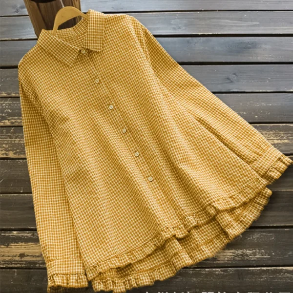 Loose cotton and linen on blouse shirt - Image 2
