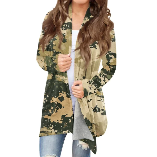 Women's Fashion Casual Christmas Print Medium Length Cardigan Jacket Coat - Image 26