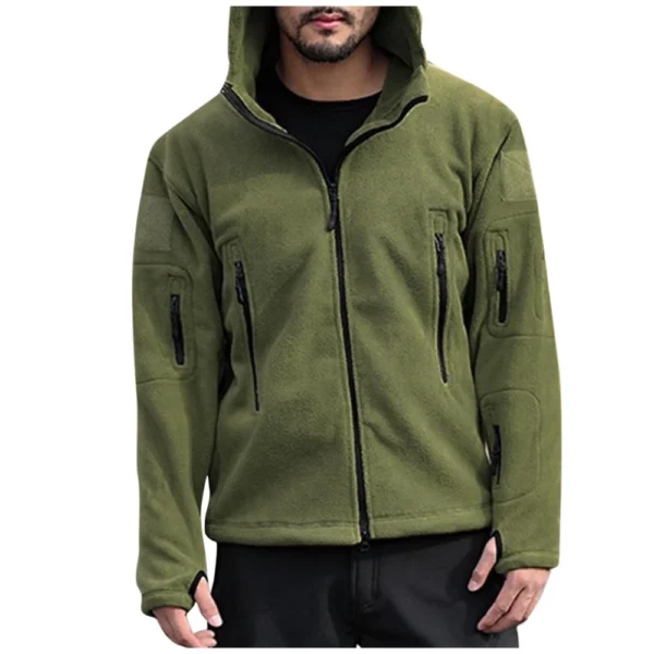 Men's Outdoor Warm Bladder Fleece Cold Proof Charge Coat Hood Jacket - Image 14