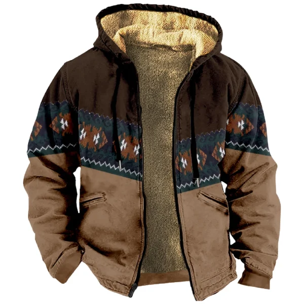 Men's Winter Print Jacket Men's Casual Trend Zipper Hooded Jacket - Image 20