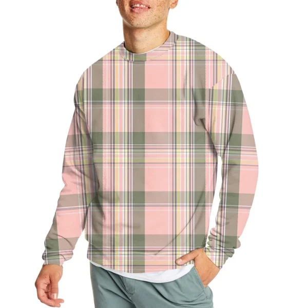 Men's Casual Fashion Comfortable Plaid Round Neck Pullover Sweatshirt Sweatshirt - Image 24