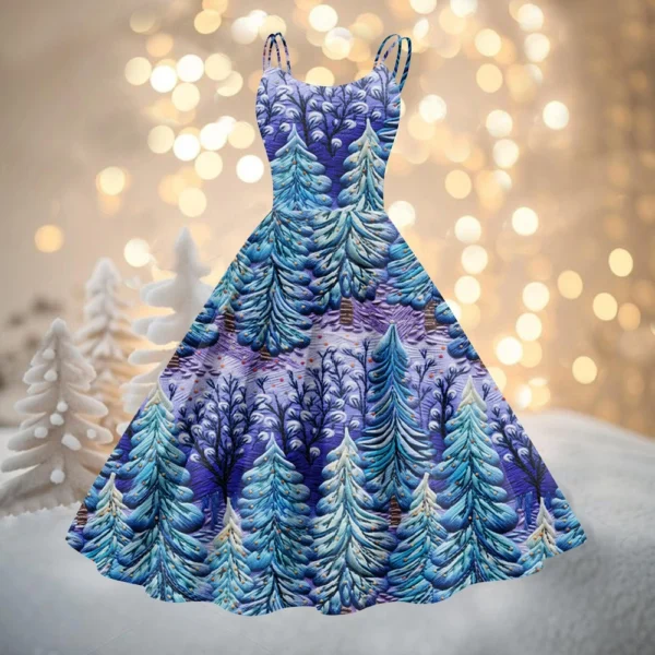 Women's Fashion Christmas Printed Sexy Strapless Gothic Cocktail Dress Punk, - Image 37
