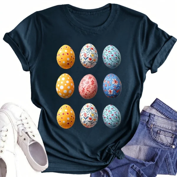 Women's Short Sleeved Casual Daily Round Neck Printed Fashion Loose T-Shirt - Image 4