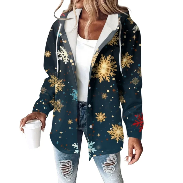 Women's Coat Casual And Fashionable Composite Thick And Warm Printed Hooded - Image 6