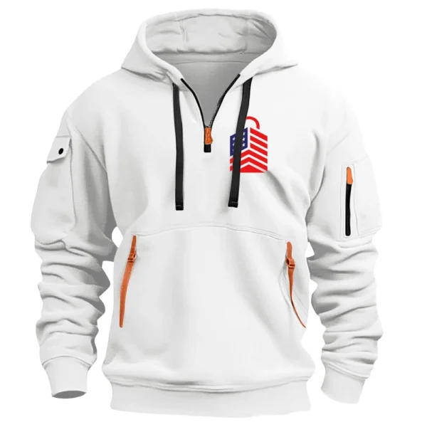 Men's Printed Sweatshirt Hoodie Zipper Arm Pocket Cardigan Men's Sports Large - Image 8