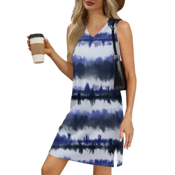 Women's V-neck Summer Casual Beach Vacation Women's Sleeveless Striped Print - Image 11