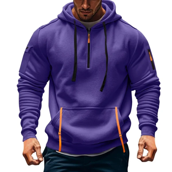 Men's Sweatshirt Hoodie Zipper Arm Pocket Cardigan Men's Sports Large Size - Image 25