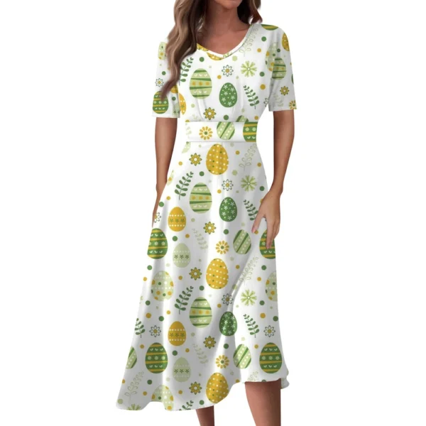 Women's Easter Loose Casual Sundresses Dresses Fashion Summer Printed Dress - Image 6