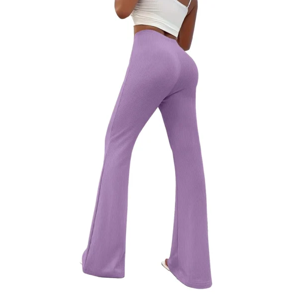 Womens Fashion Stripe Loose Solid Sweatpants Casual Trousers Bell Bottom Yoga - Image 33