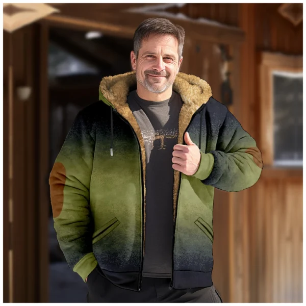 Men's Winter Print Jacket Men's Casual Trend Zipper Hooded Jacket - Image 18
