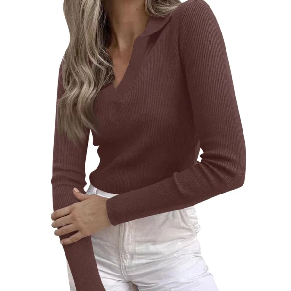 Women's Cable Knit V Neck Sweater Lightweight Soft Pullover Sweaters - Image 15
