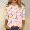 Women's Printed Tops Plus Size Casual Easter Basic Fashion 3/4 Sleeve Pullover - Image 22