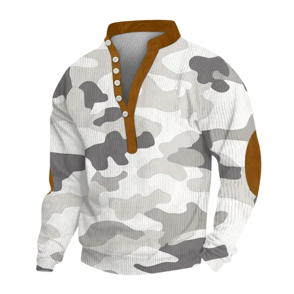 Men's Print Plush Warm Coat Fleece Sweater Casual Coat Pocket Sweater Winter - Image 19