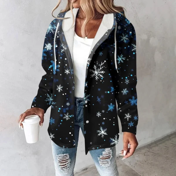 Women's Coat Casual And Fashionable Composite Thick And Warm Printed Hooded - Image 19