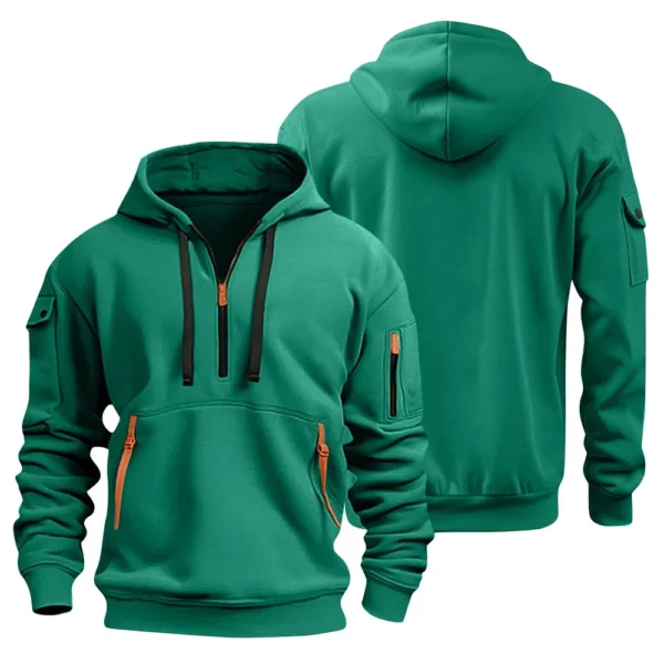 Men's Sweatshirt Hoodie Zipper Arm Pocket Cardigan Men's Sports Large Size - Image 5