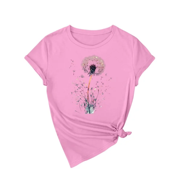 Women's Casual Printed Short Sleeved Round Neck Loose Daily Fashion T-Shirt - Image 2
