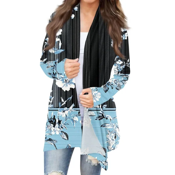 Women's Fashion Casual Vintage Floral Printed Mid-Length Cardigan Jacket - Image 7