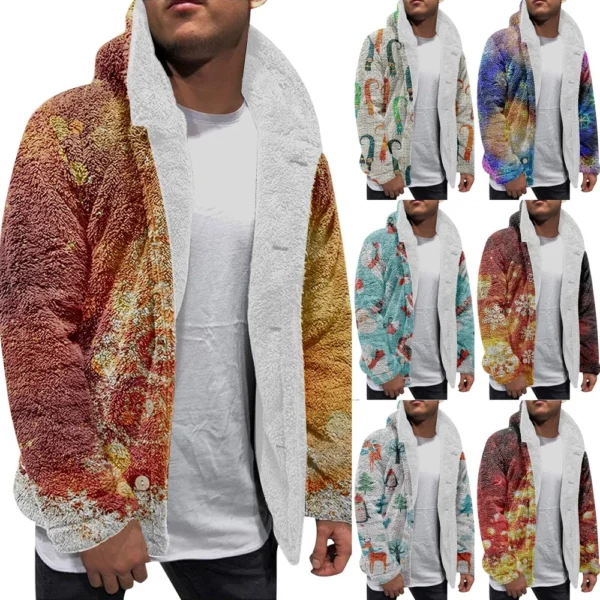 Men'S Winter Zipper Hooded Fleece Sweatshirt With Patch Pocket Casual Jacket