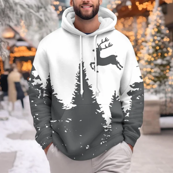Men's Print Plush Warm Coat Fleece Sweater Casual Coat Pocket Sweater Winter - Image 22