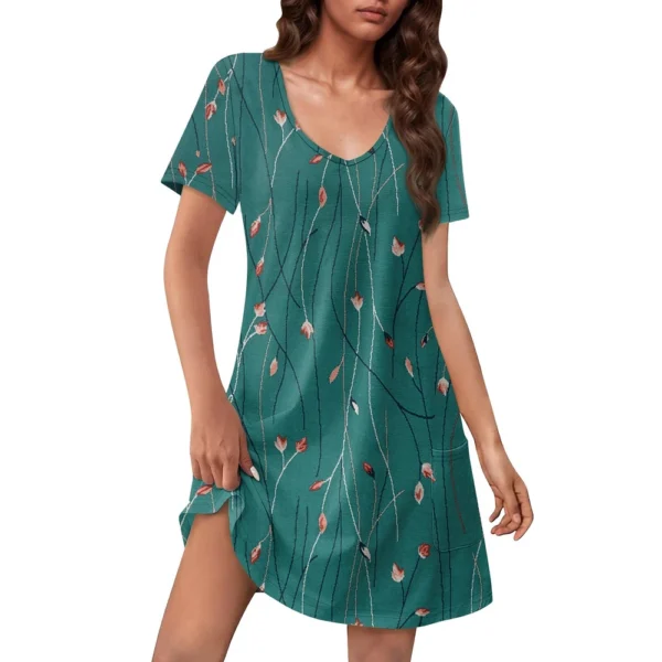 Women's Casual Sundress With Pockets Summer Boho Beach Dress Floral Blouses For - Image 10