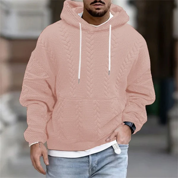 Men's Plus-size Casual Coat Hoodie Long Sleeve Knit Man - Image 19