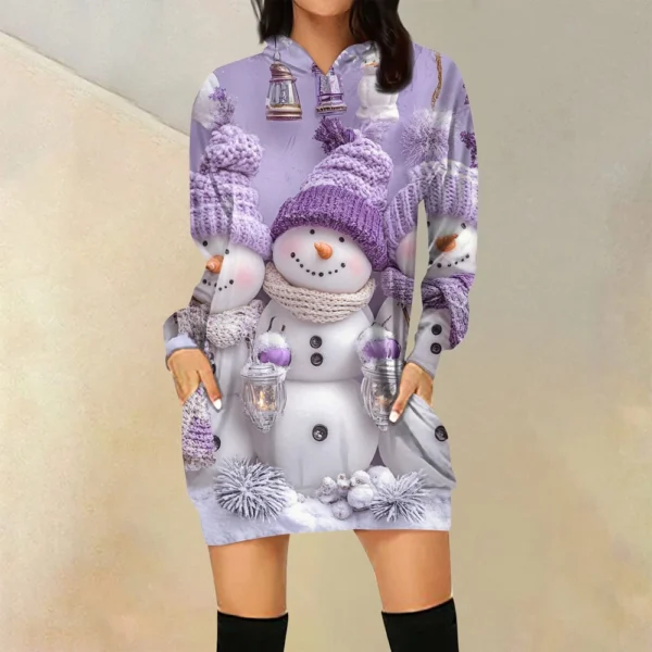 Ladies' Loose Casual Pocket Long Sleeved Hoodie Christmas Printed Sweatshirt - Image 28