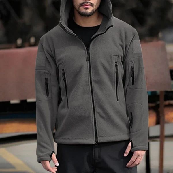 Men's Outdoor Warm Bladder Fleece Cold Proof Charge Coat Hood Jacket - Image 19