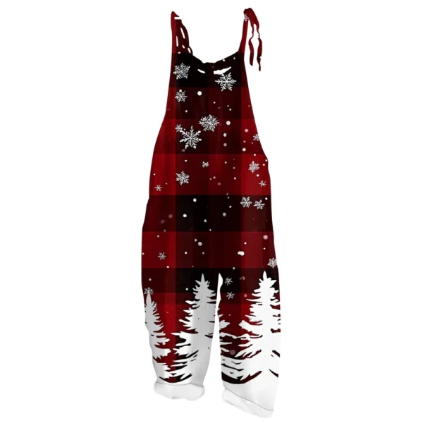 Women's Loose Print Casual Christmas Vintage Jumpsuit Shoulder Strap - Image 17