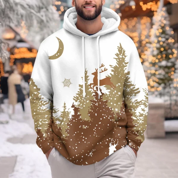 Men's Print Plush Warm Coat Fleece Sweater Casual Coat Pocket Sweater Winter - Image 16