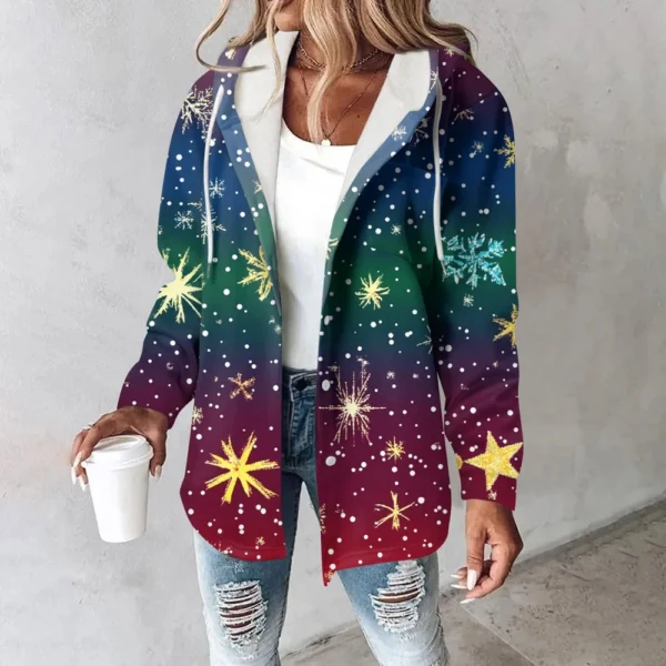 Women's Coat Casual And Fashionable Composite Thick And Warm Printed Hooded - Image 22