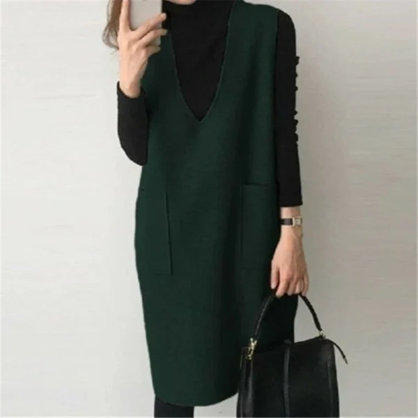 Vest women solid color loose dress women - Image 3