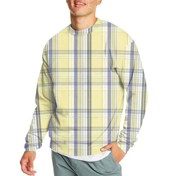 Men's Casual Fashion Comfortable Plaid Round Neck Pullover Sweatshirt Sweatshirt - Image 8