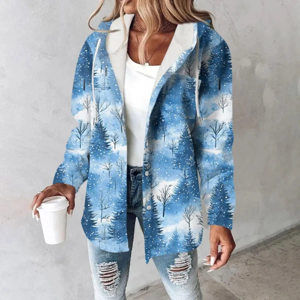 Women's Coat Casual And Fashionable Composite Thick And Warm Printed Hooded - Image 34
