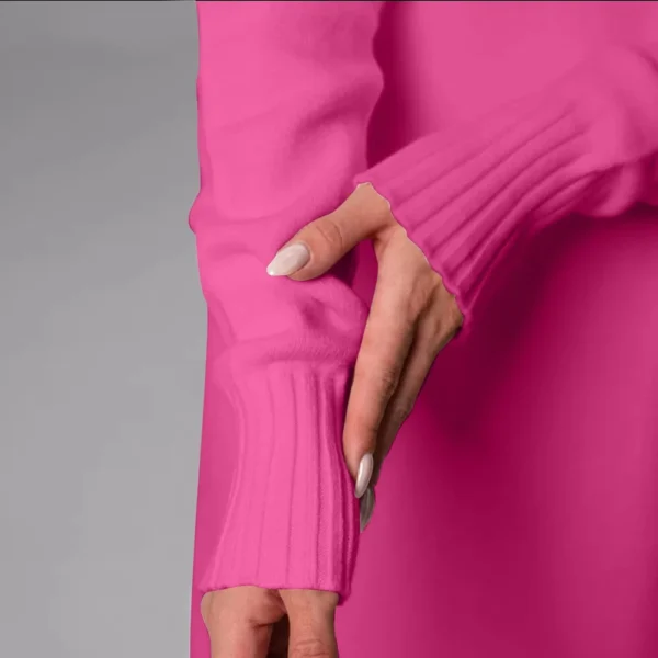 Women's Fall And Winter High Neck Loose Inner Solid Colour Thin Sweater Dress - Image 9