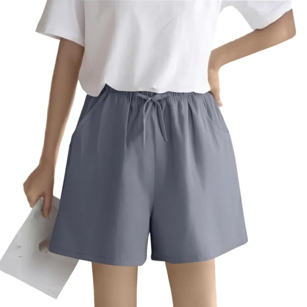 Women's Solid Color Linen Cotton Hemp Casual Sports Casual Shorts Pants. - Image 7