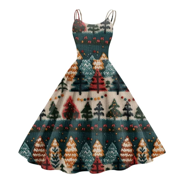 Women's Fashion Christmas Printed Sexy Strapless Gothic Cocktail Dress Punk, - Image 23