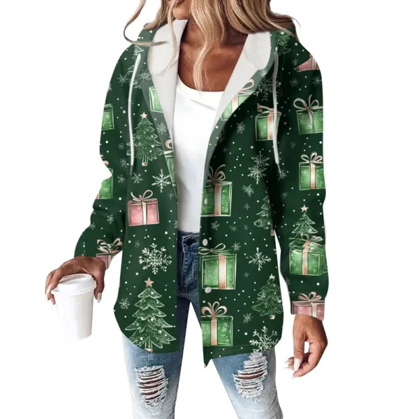 Women's Coat Casual And Fashionable Composite Thick And Warm Printed Hooded - Image 14