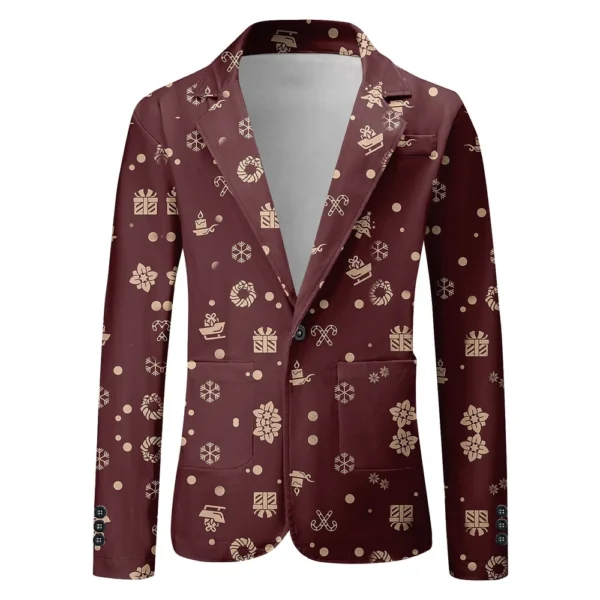 Unisex Winter Christmas Prints Suit Jackets Unisex Casual Fashion Button Jackets - Image 3
