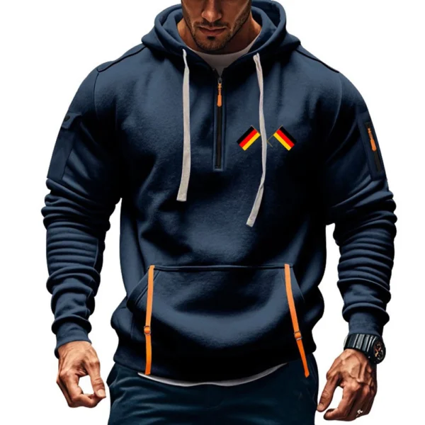 Men's Printed Sweatshirt Hoodie Zipper Arm Pocket Cardigan Men's Sports Large - Image 28