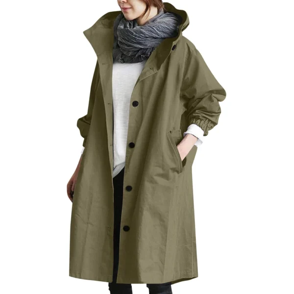 Jacket For Women Casual Plus Size Coat Solid Color Mid Length Windbreaker - Image 14