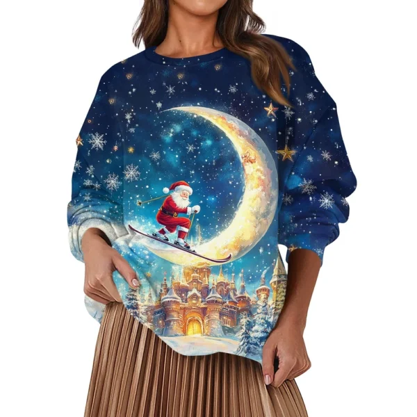 Women's Fashion Casual Round Neck Loose Long Sleeve Solid Color Sweatshirt - Image 17