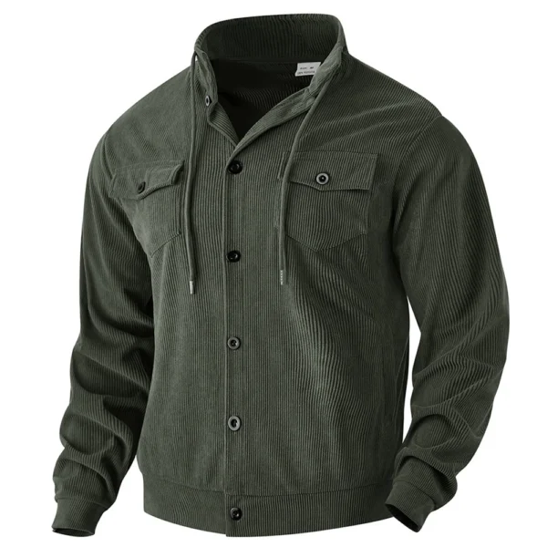 Men's Solid Color Corduroy Lapel Jacket Men's Retro Multi-Pocket Work Jacket - Image 22