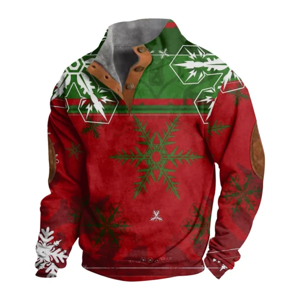 Men's Buttoned Sweatshirt With European And American Autumn/winter Printed Long - Image 29