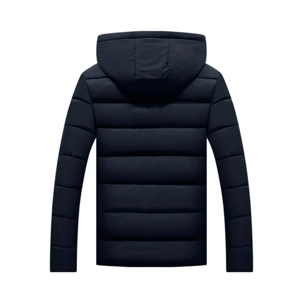 Men's Solid Color Thick Hooded Cotton Coat With Fleece Padded Coat Large Size - Image 8