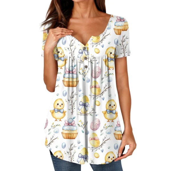 Women's Casual Daily Printed Round Neck Fashion Short Sleeved Loose T-Shirt - Image 38