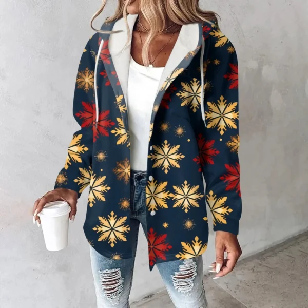 Women's Coat Casual And Fashionable Composite Thick And Warm Printed Hooded - Image 40