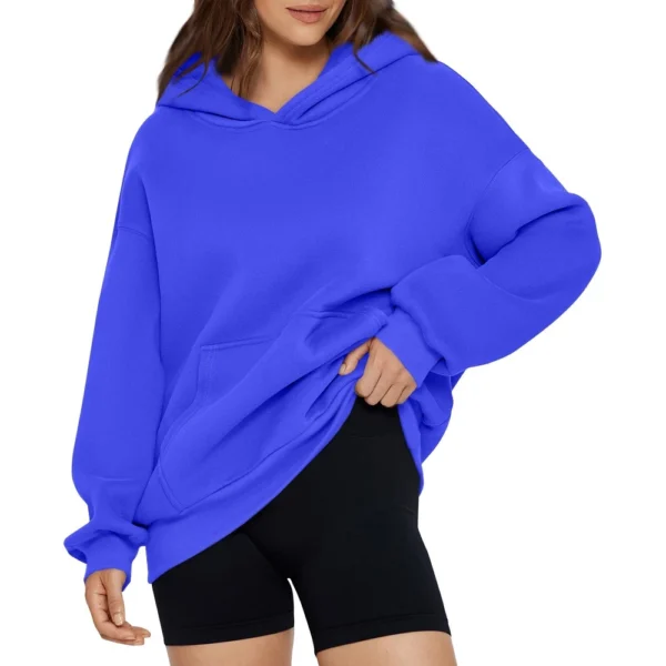 Women's Fashion Spring Hooded Sweatshirt Casual Pocket Top Loose Pullover - Image 46