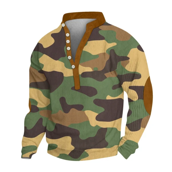 Men's Print Plush Warm Coat Fleece Sweater Casual Coat Pocket Sweater Winter - Image 10