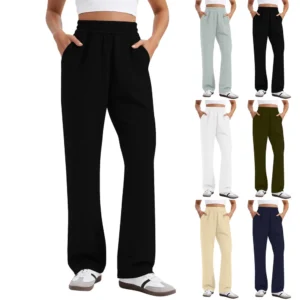 Women's Fashion Straight Casual Hundred Draped Sweat Casual Pants With Pockets