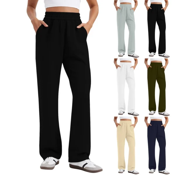 Women's Fashion Straight Casual Hundred Draped Sweat Casual Pants With Pockets